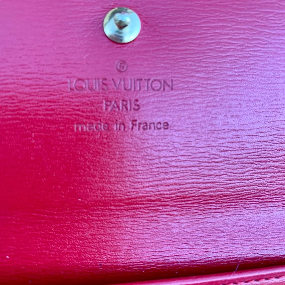EUC‎ Louis Vuitton Women's Red Epi Leather Elise Trifold Wallet Size Small